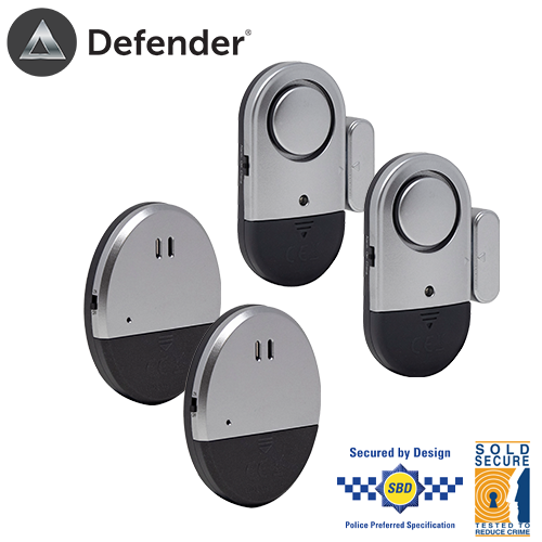 Property Protection Starter Kit - Defender Ultra Slim Alarms 4 Pack