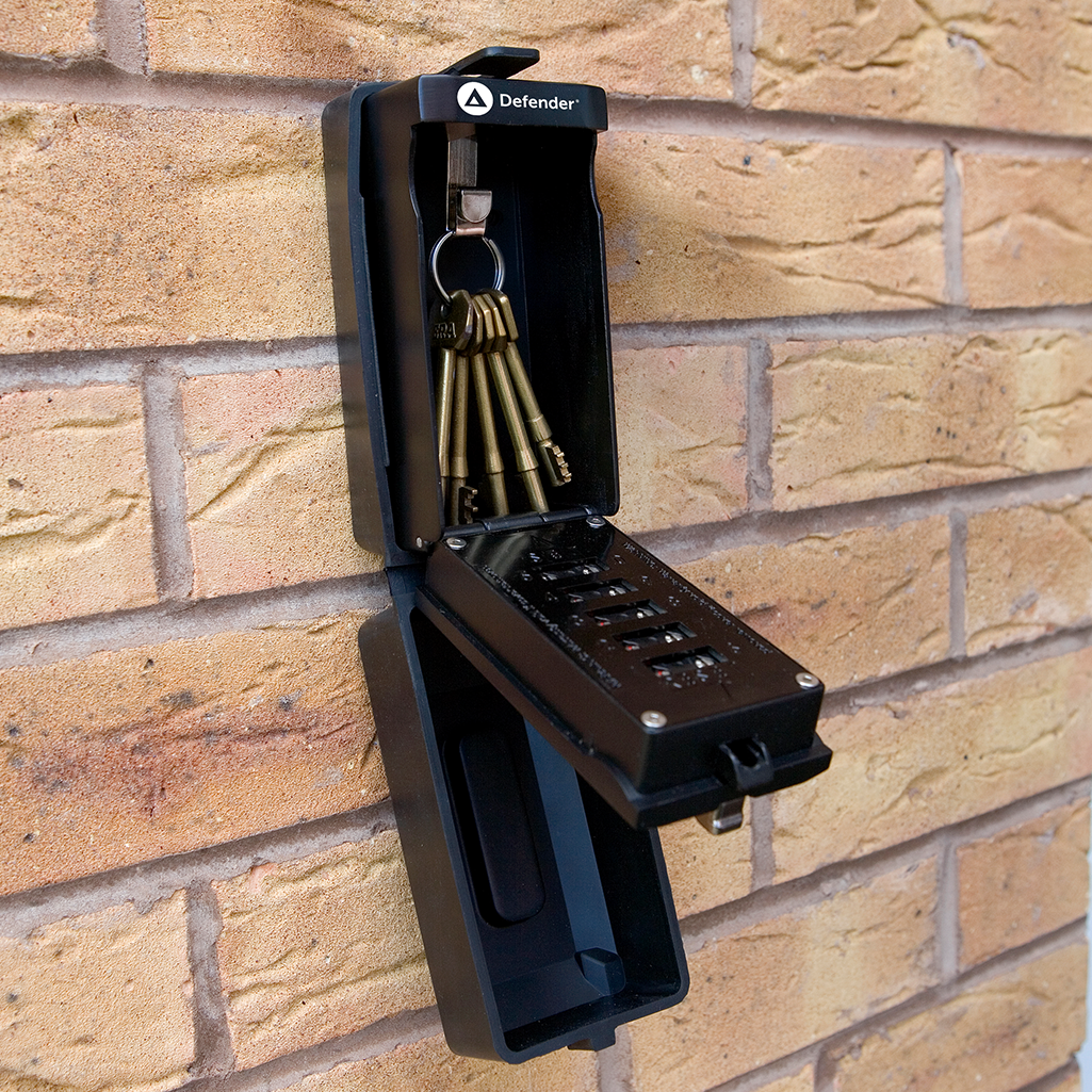 Defender Key Safe; easy-press push buttons and an internal hook that can store up to 6 keys
