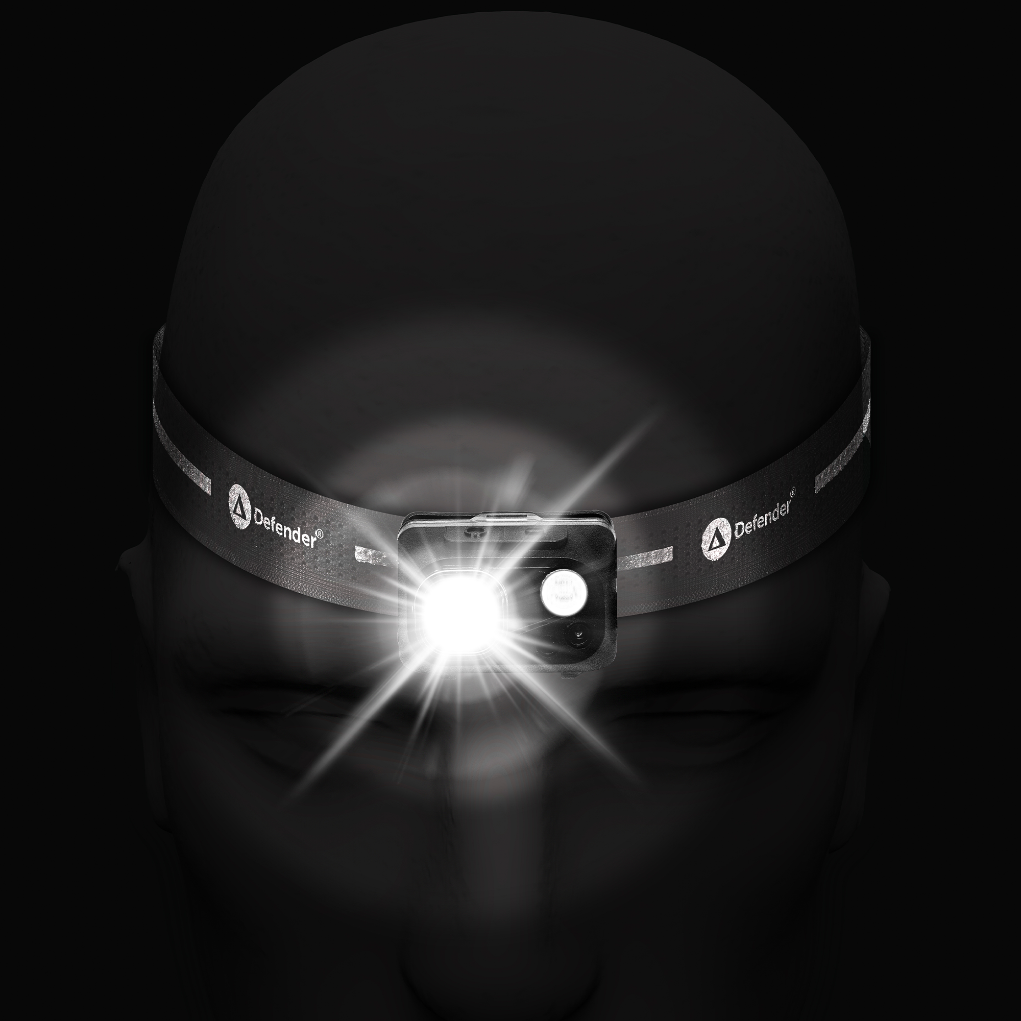 Waterproof Defender Lumos LED head torch with triple light modes