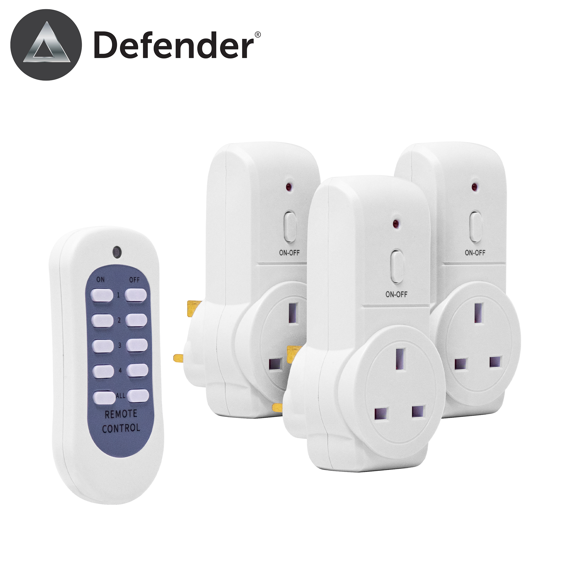 Defender Remote Control Socket 3 Pack with remote control for household appliances